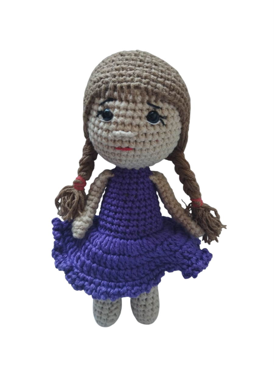 Чарівна В'язана Лялька  "Софійка" 19 см, Ручна Робота, Гіпоалергенна, У Незнімному Платтячку - Зображення 3