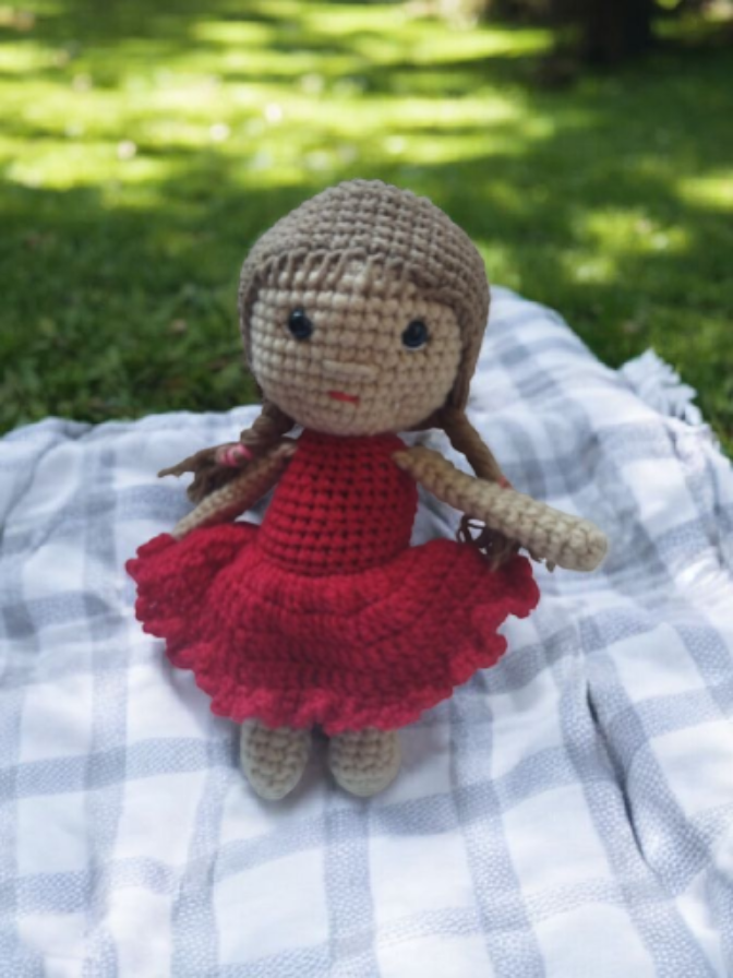 Чарівна В'язана Лялька  "Наталка " 19 см, Ручна Робота, Гіпоалергенна, У Незнімному Платтячку - Зображення 4
