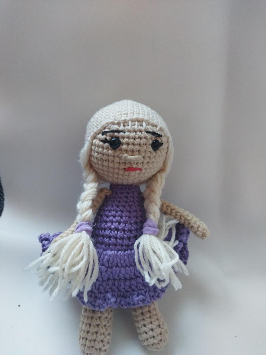 Чарівна В'язана Лялька  "Валерія " 19 см, Ручна Робота, Гіпоалергенна, У Незнімному Платтячку