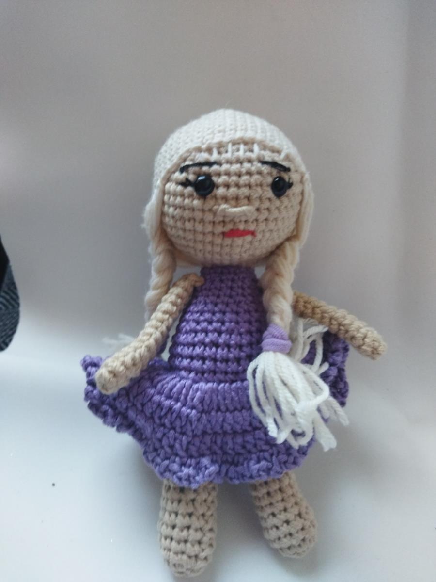 Чарівна В'язана Лялька  "Валерія " 19 см, Ручна Робота, Гіпоалергенна, У Незнімному Платтячку - Зображення 3